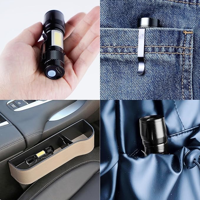 KunHe Rechargeable Flashlights USB-C mini Small LED Lantern Flashlights Bright Clip-On Light EDC