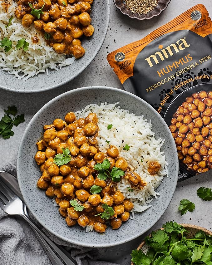 Mina Moroccan Lentils, Chickpeas, White Beans & Harira - Healthy Snacks Variety Pack of 8 (10 oz)