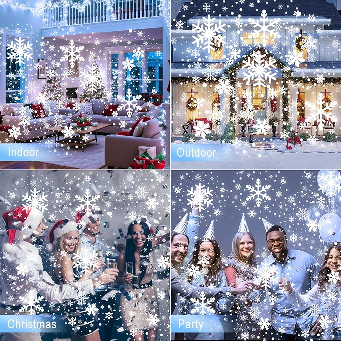 2025 Upgraded Snowflake Christmas Projector Lights Outdoor, Dual Head Snowflake Projector Lights