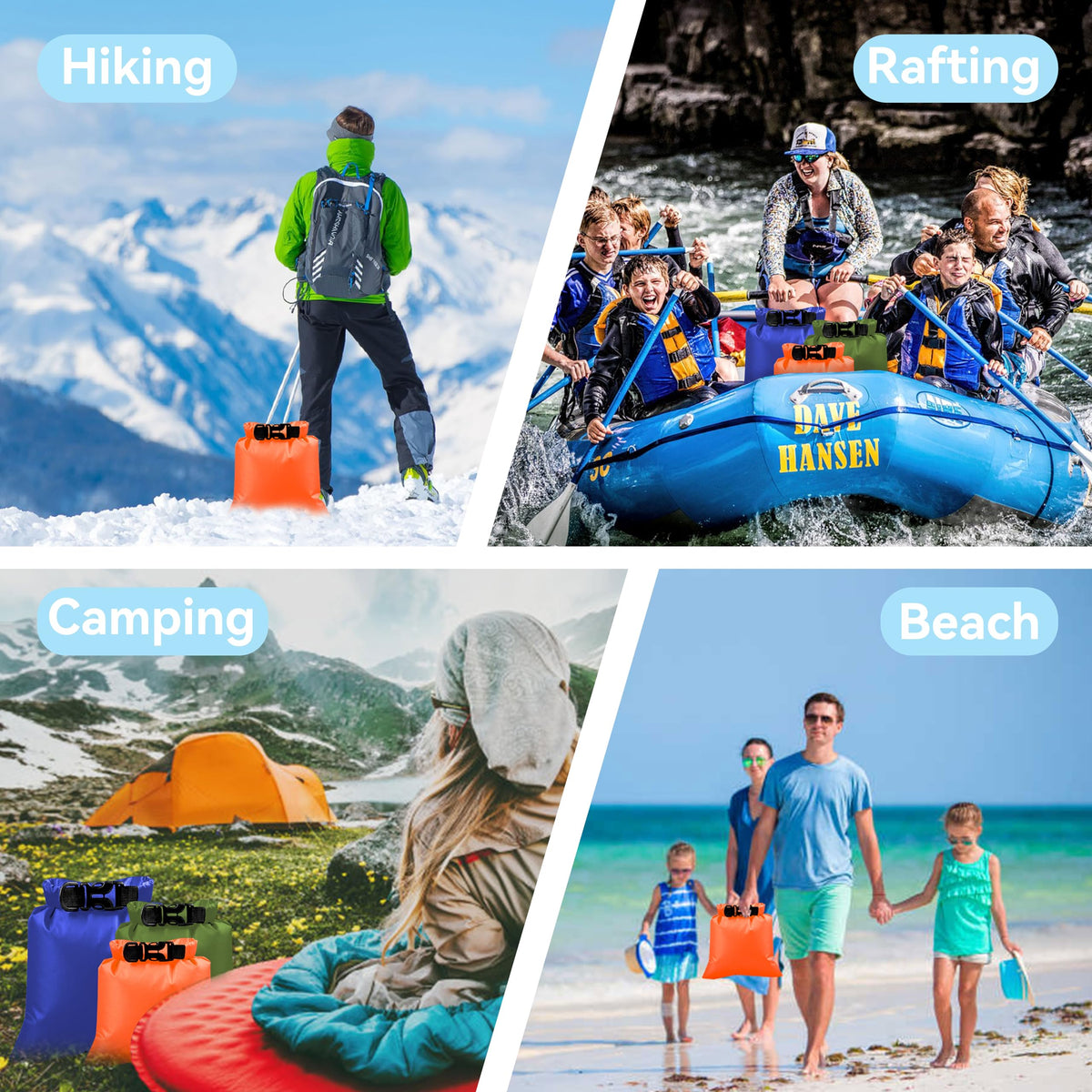 ILZAR 6PCS Dry Bags Waterproof, Lightweight Dry Bags for Kayaking Waterproof,Outdoor Waterproof Bag