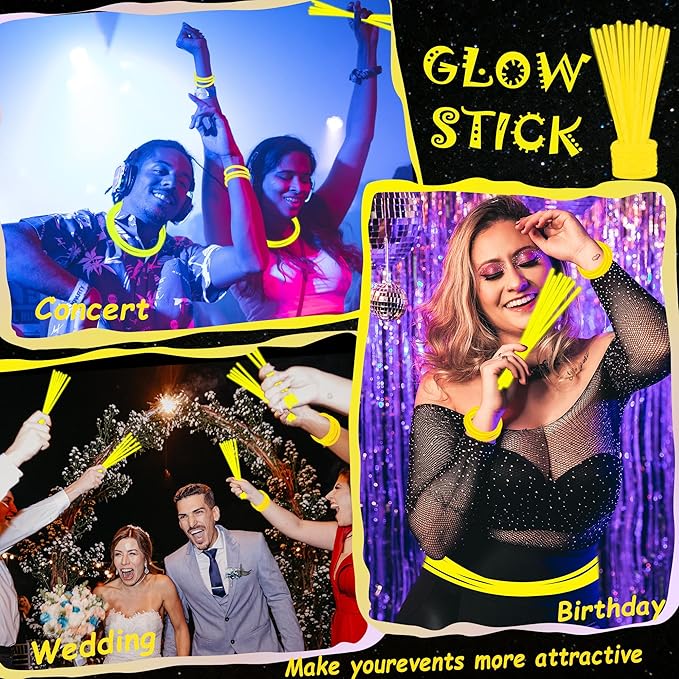 ILHSTY 100 pk Glow Sticks Bulk Party Favors and Decorations - 8" Glow in the Dark Party Supplies