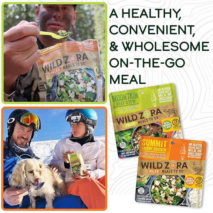 Wild Zora Paleo Freeze Dried Meals for Backpacking & Camping - Healthy Gluten Free & Grain Free
