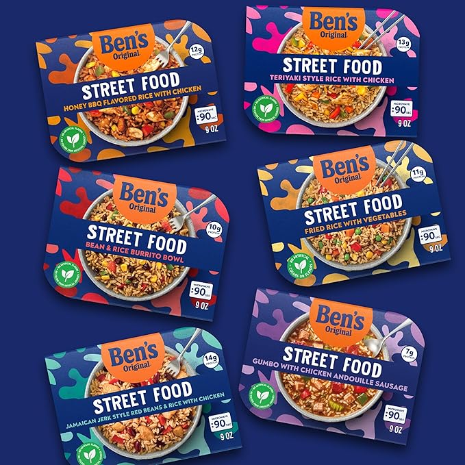 BEN'S ORIGINAL Street Food Teriyaki Style Rice with Chicken, Prepared Entrée, Microwave in 90