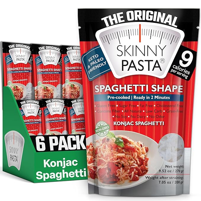 SKINNY PASTA Spaghetti - Healthy Konjac Shirataki Noodles, Low Carb Keto Pasta, Gluten Free, 6 Pack
