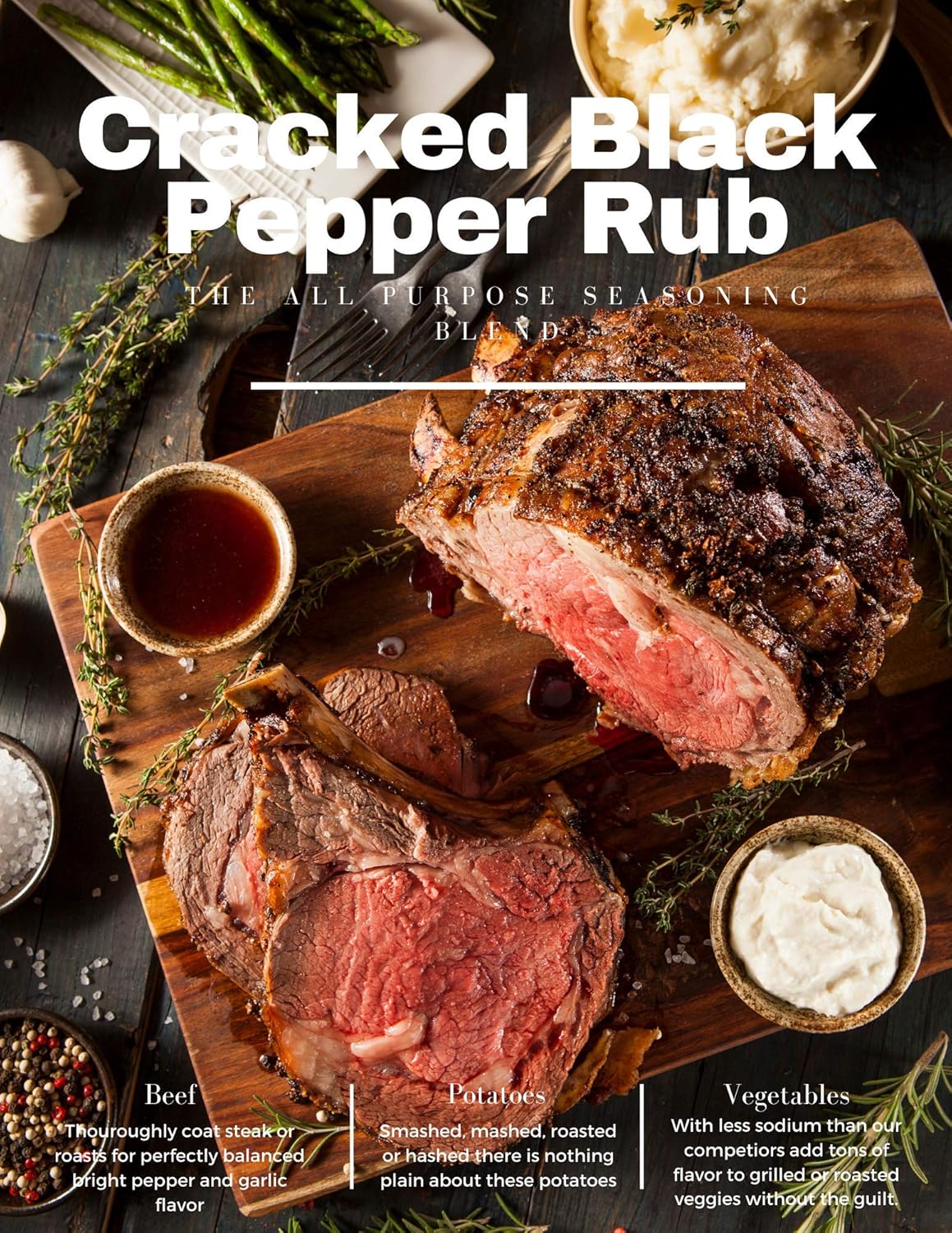 Cracked Black Pepper Rub Seasoning – Montreal Style Steak Blend for Steak, Chicken, Pork &