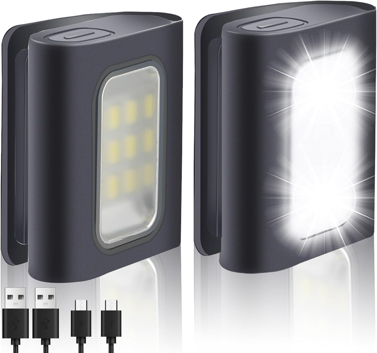 Running Light, 2Pack Reflective Running Gear for Runners, USB Rechargeable LED Light, Clip on