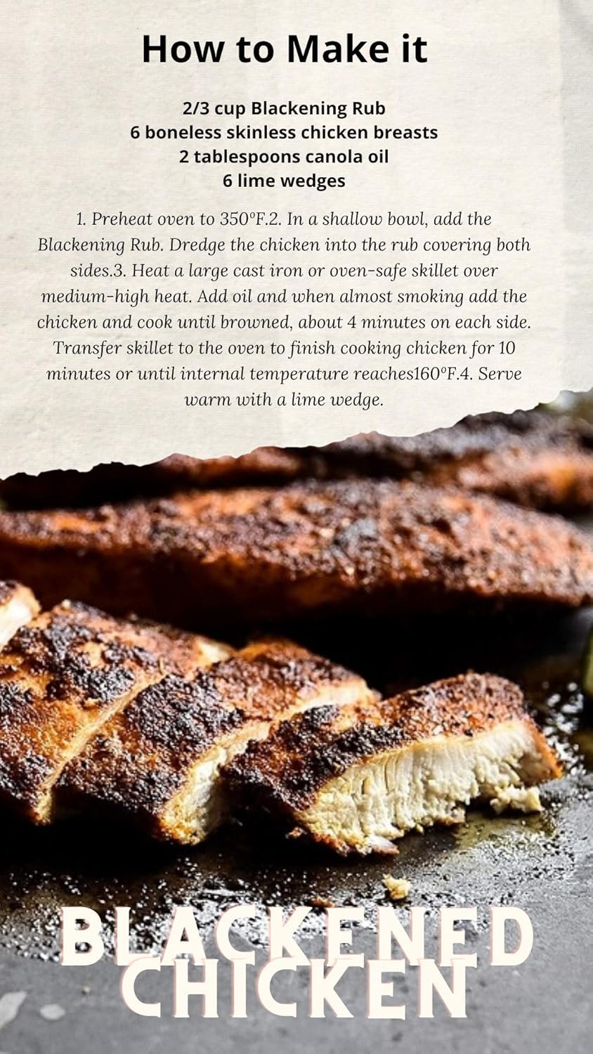 Blackening Seasoning Rub – Smoky Cajun Spice Blend with Garlic, Cumin & Chipotle for Fish, Chicken