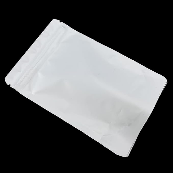 PABCK Stand-Up Resealable Heat Seal Bags 3.55mil Thick Frosted White Foil Sealed Bags 50 Pieces