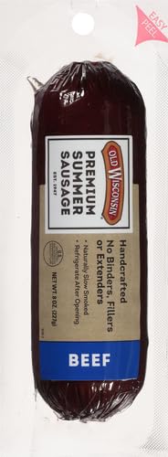 Old Wisconsin Premium Summer Sausage, 100% Natural Meat, Charcuterie, Ready to Eat, High Protein