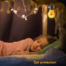 KINUR Sleep Aid Camping Light Bulbs Soft Amber Yellow Color Bug Resistent Portable Hanging Lantern