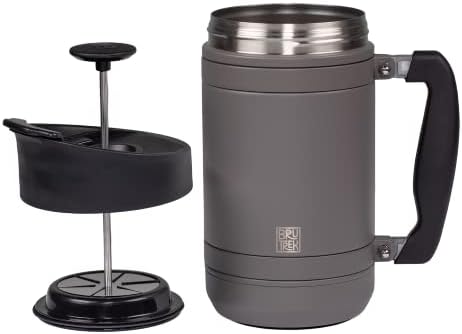BruTrek Basecamp Coffee Press - Double Wall Vacuum Insulated Stainless Steel - Bru-Stop Technology