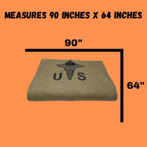 M MCGUIRE GEAR Military Style Wool Camping, Survival, and First Aid Blanket, 64" x 90", Embroidered
