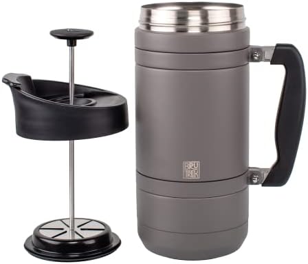 BruTrek Basecamp Coffee Press - Double Wall Vacuum Insulated Stainless Steel - Bru-Stop Technology