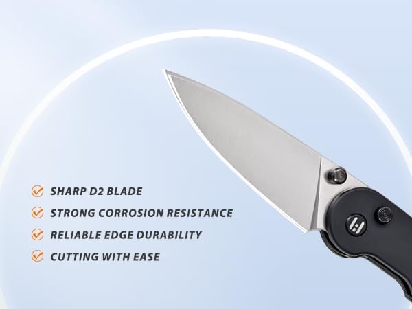 Hightron Birdidi Folding Knife, 2.91" Drop-Point D2 Blade Aluminum Handle, Pocket Knife with Pocket