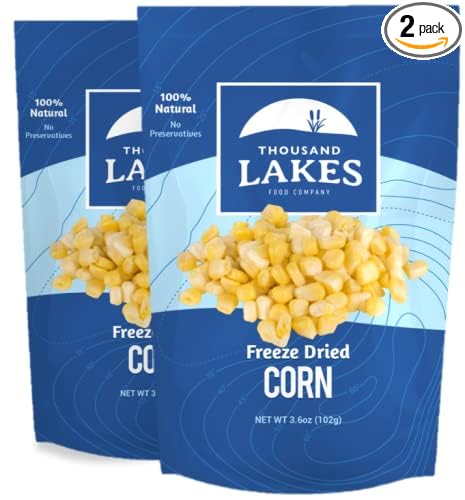 Thousand Lakes Freeze Dried Vegetables - Sweet Corn 2-pack 3.6 ounces (7.2 ounces total) | 100%