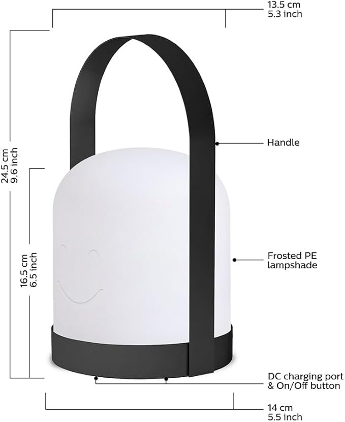 Mr.Go Portable LED Lantern Table Lamp | Cordless & USB Rechargeable | Remote Control & Dimmable |