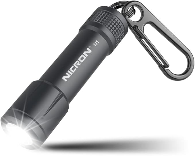 NICRON EDC Keychain Flashlight N1 Mini LED Light with AAA Battery, Portable Mini Light IPX7