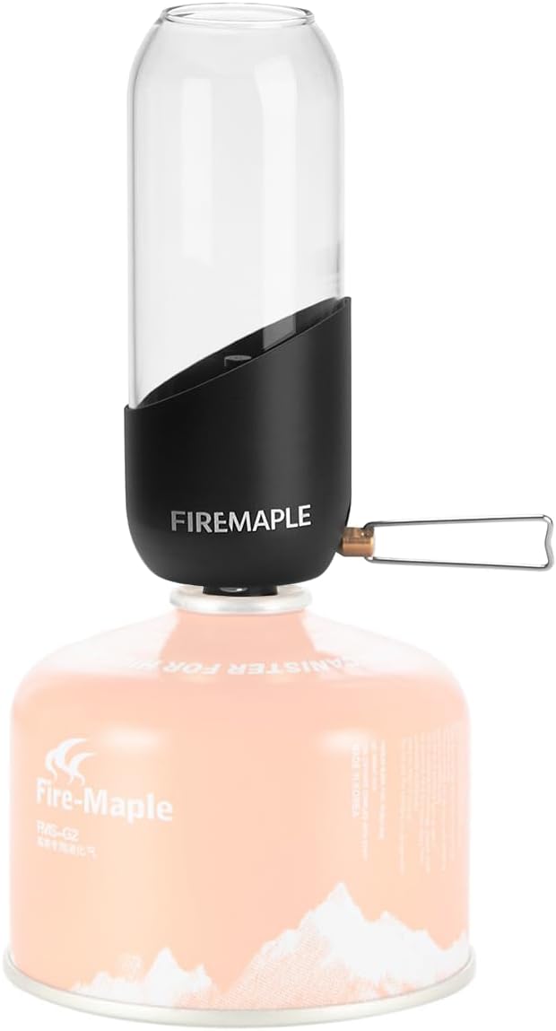Fire-Maple Orange Camping Lantern Glass, Steel & Aluminum | Propane or Isobutane Fuel Canister