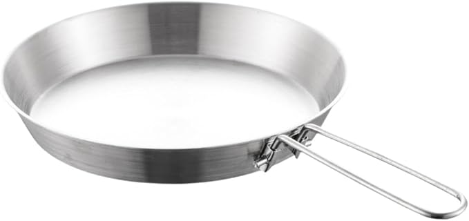 Stainless Steel Camping Fry Pan Cookware Foldable Handle Easy to Clean Multipurpose Outdoor Cooking