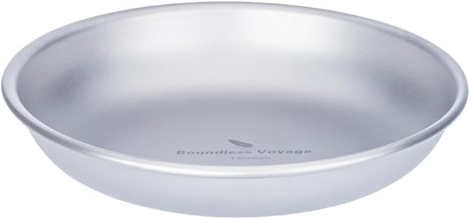 Boundless Voyage Titanium Camping Plate Dishes Saucer Lightweight Round Dinnerware Set Stackable