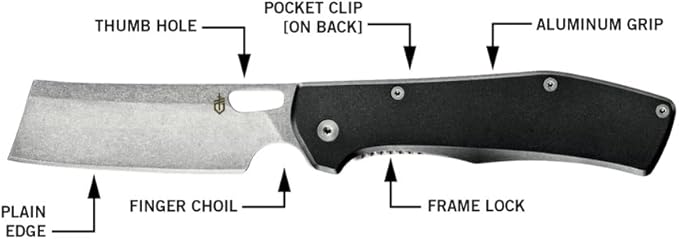 Gerber Gear Flatiron Folding Pocket Knife, EDC Stainless Steel Folding Knife with 3.6" Cleaver