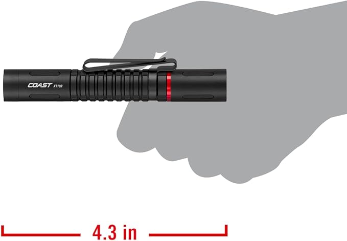 COAST XT10R 280 Lumen USB-C Rechargeable Pocket Flashlight/Penlight with TWIST FOCUS and Two-Way
