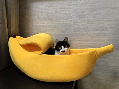 Petgrow · Cute Banana Cat Bed House Large Size, Christmas Pet Bed Soft Warm Cat Cuddle Bed, Lovely