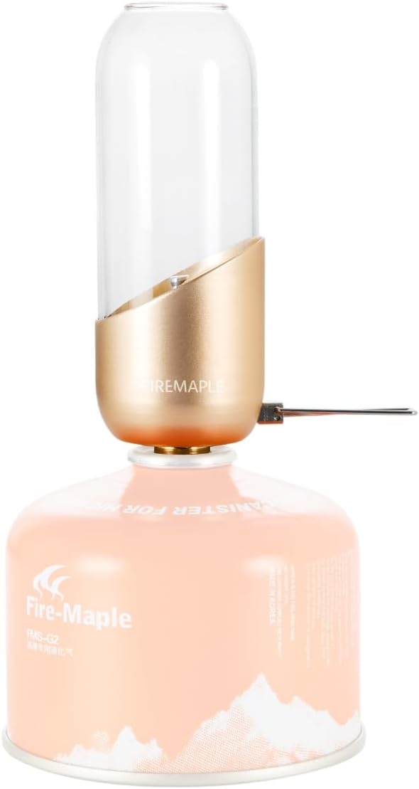 Fire-Maple Orange Camping Lantern Glass, Steel & Aluminum | Propane or Isobutane Fuel Canister