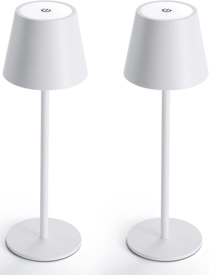 Maksone 2 Pack LED Cordless Table Lamp, 6600mWh Rechargeable Battery Desk Lamp, 3000K Stepless
