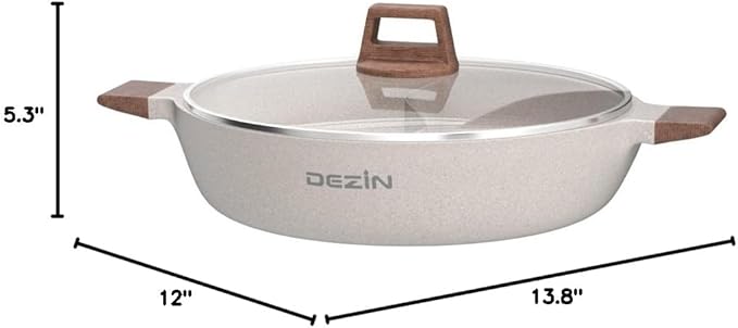 Dezin 5-QT Double-flavor Shabu Shabu Pot with Divider, Dual Sided Nonstick Hot Pot, 12 Inch Divided
