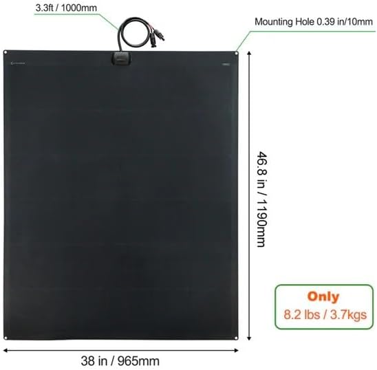 LensunSolar Flexible Solar Panel 240W 12V ETFE, 46.8in x 38in Semi-Flexible Bendable Mono Solar