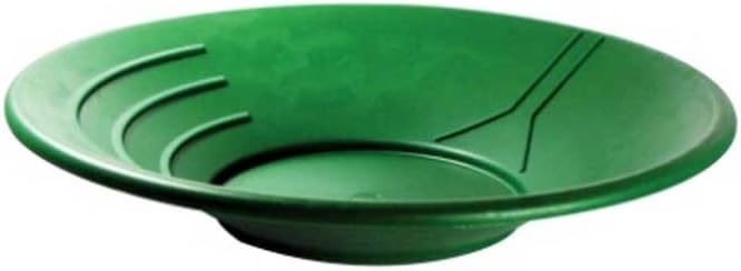 SE 14 Inch Gold Panning Pan - Three Riffles for Easier Mining and Prospecting (Single Green)