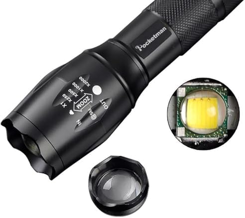 Pocketman LED Flashlight Handheld Torch with 5 Modes (3 Pack)