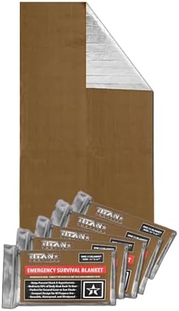 TITAN Survival - Mylar Survival Blankets 5 Pack - 90% Heat Retention & Waterproof Design