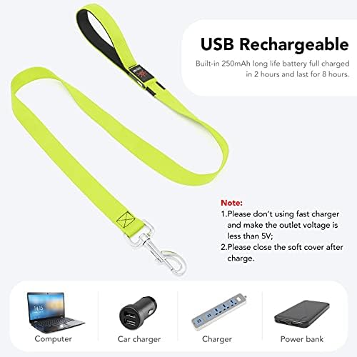 Colaseeme Light Up Dog Leash, LED Pet Leashes USB Rechargeable, Glow Safety Dogs Lights at Night