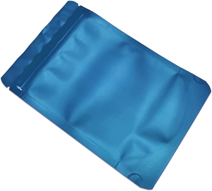 PABCK Stand-Up Resealable Heat Seal Bags 3.55mil Thick Frosted Blue Foil Sealed Bags 50 Pieces