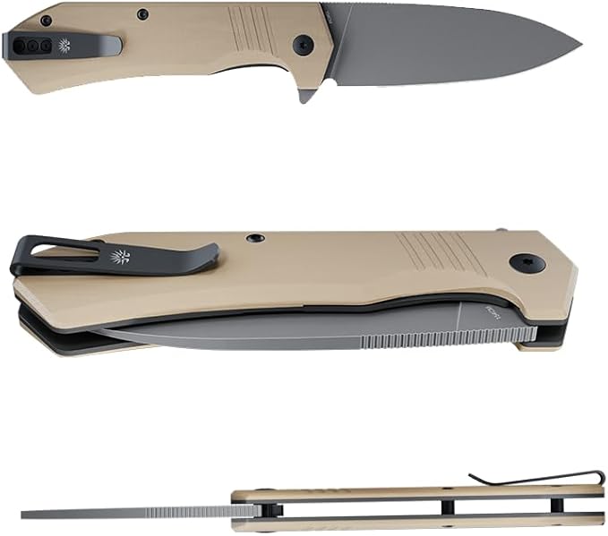 Off-Grid Knives - STINGER XL Folding Knife, 154CM Steel, Full Flat Grind, G10 Scales, Ceramic