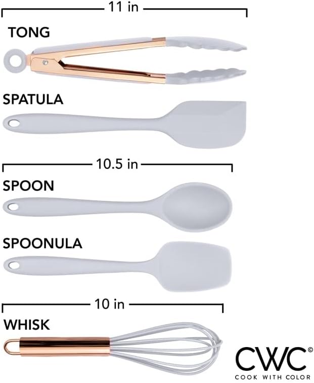 COOK WITH COLOR Silicone Cooking Utensils, Kitchen Utensil Set, Easy to Clean Silicone Kitchen