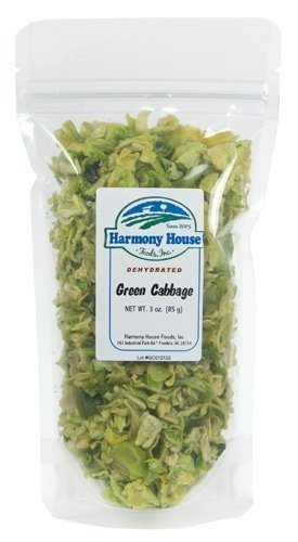 Harmony House Foods Dehydrated Cabbage Flakes - Air Dried Vegetables for Soup and Cooked Dishes