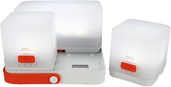 LuminAID Trio Solar Cube Lanterns with Phone Charger - LED Lamp for Camping, Hiking, and Travel