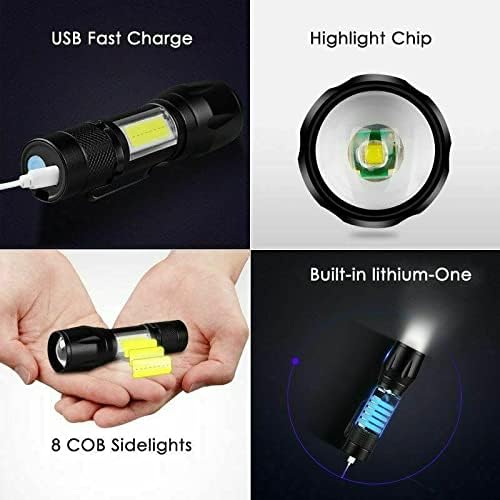 Led Flashlight Rechargeable USB Mini Torch Light, Ultra Brightest Small Flash Light Handheld Pocket