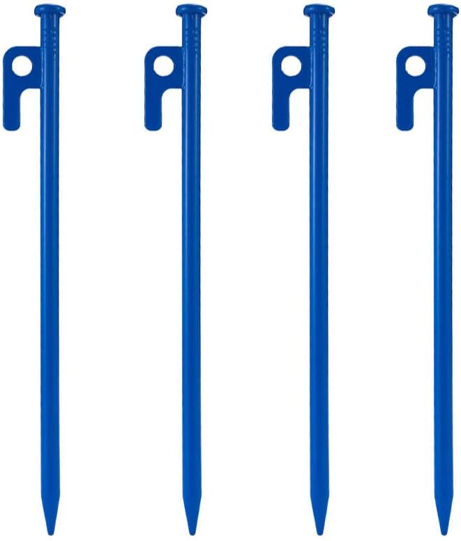 4Pcs Heavy-Duty Forged Steel Tent Stakes, 12in, with Storage Pouch ??Ideal for Rocky Terrain