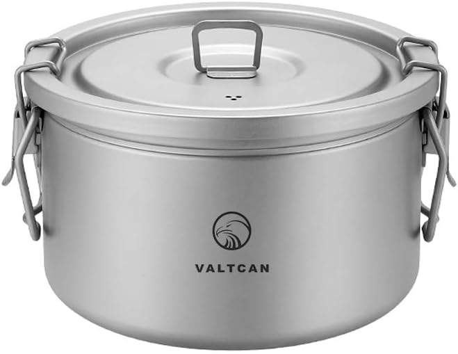 Valtcan 2000ml Titanium Rice Cooker Pot Home and Camping Backpacking Bento Lunch Box with locking