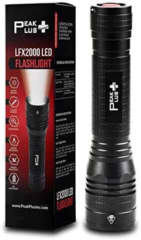 PeakPlus High Powered LED Flashlight LFX2000, Brightest High Lumen Light with 5 Modes, Zoomable and