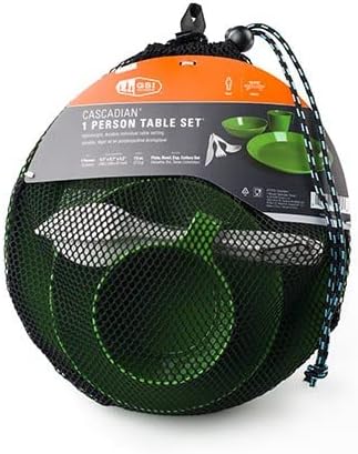 GSI Outdoors Cascadian 1 Person Table Set I 6-Piece Camping, Backpacking Mess Kit, Plastic BPA