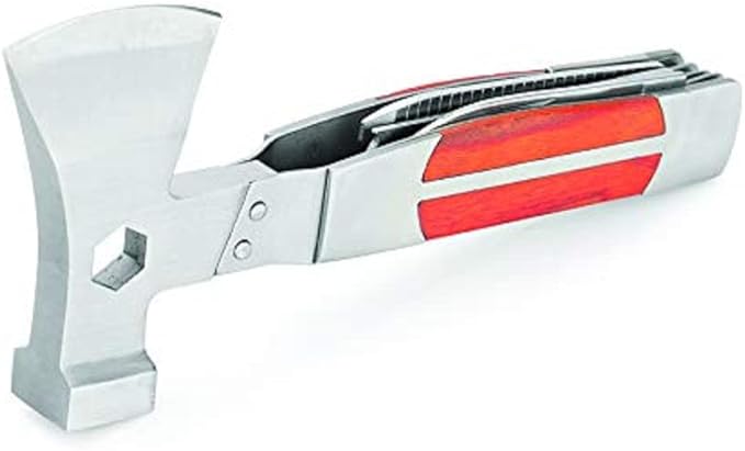 Sheffield 12301 Axe Multi Tool, 12-in-1 Camping Knives & Tools, Utility Tool Double Axe Head