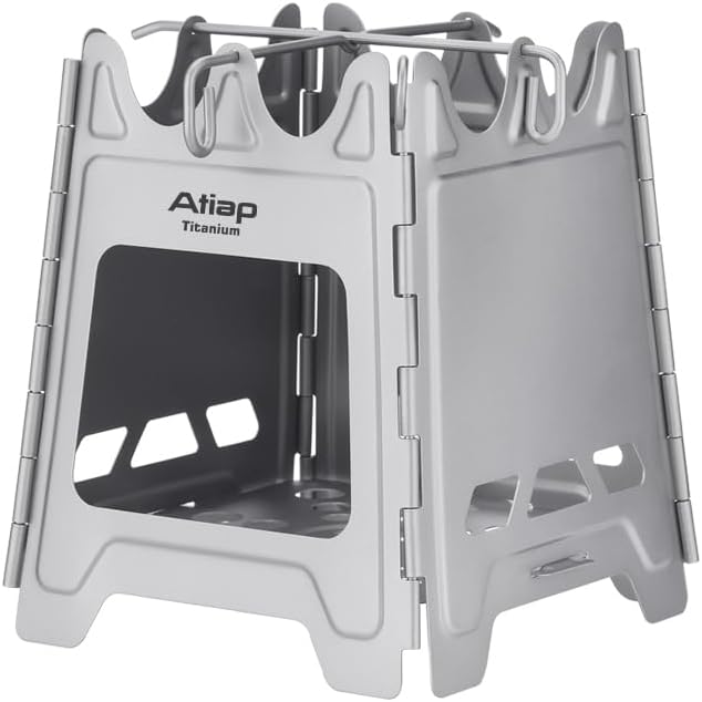 Titanium Wood Stove New Upgrade - Foldable Multi-Fuel Alcohol Stove Ultra-light and compact stove