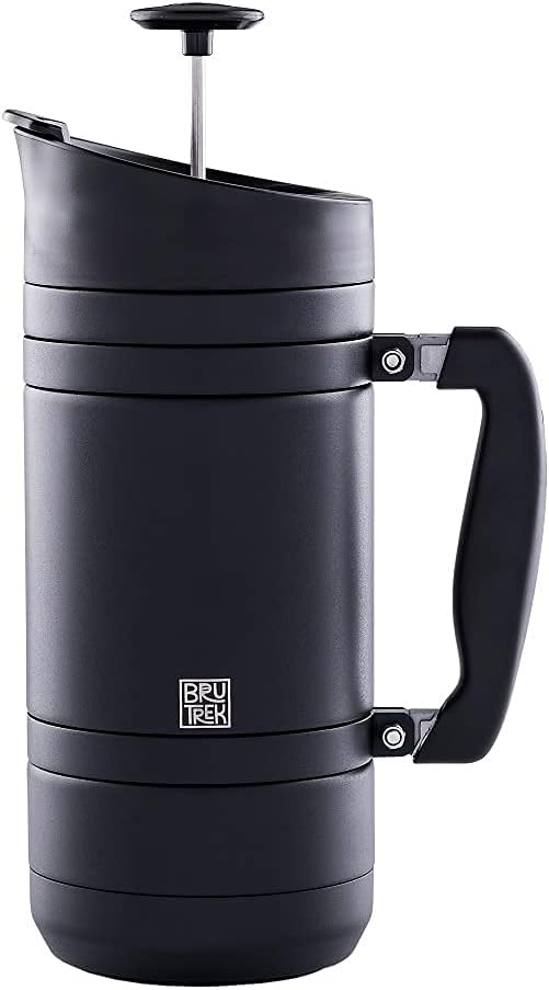 BruTrek BaseCamp Coffee Press - Double Wall Insulated Stainless Steel - Bru-Stop Technology, No