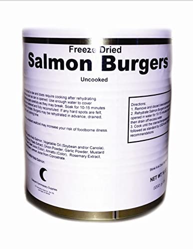 Military Surplus Freeze-Dried Salmon Burgers – 12 Fully Cooked Burgers per Can – 25+ Year Shelf
