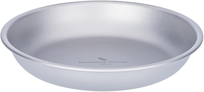 Boundless Voyage Titanium Camping Plate Dishes Saucer Lightweight Round Dinnerware Set Stackable